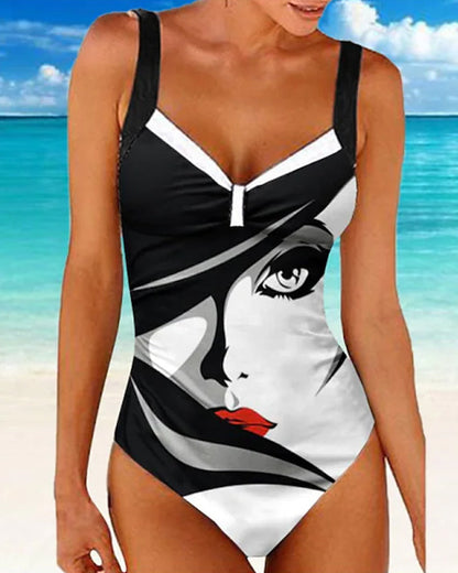 Maillot de bain imprimé visage