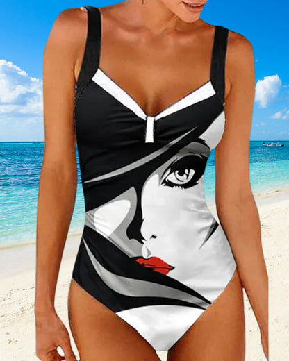 Maillot de bain imprimé visage