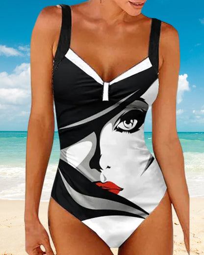 Maillot de bain imprimé visage