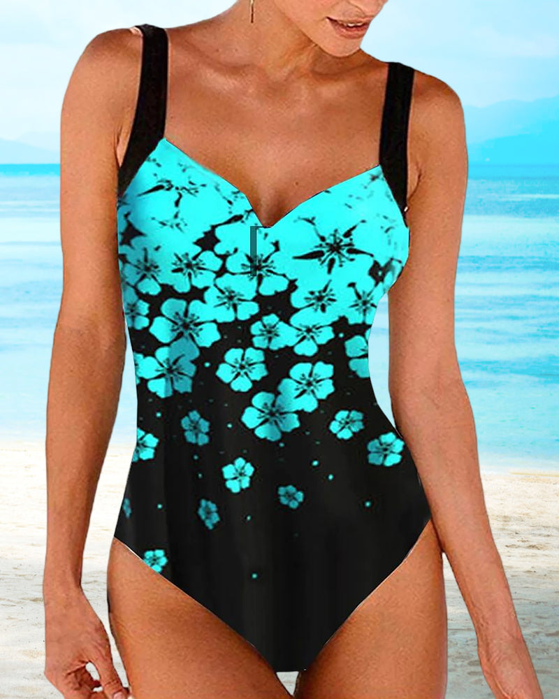 Maillot de bain taille haute à fleurs