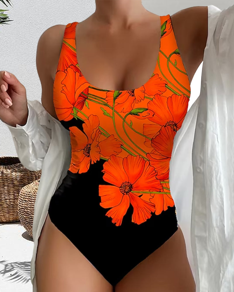 Maillot de bain une pièce mode à imprimé fleuri