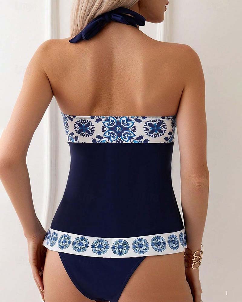 Maillot de bain tankini imprimé dos nu