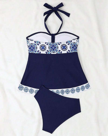 Maillot de bain tankini imprimé dos nu