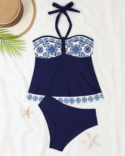 Maillot de bain tankini imprimé dos nu