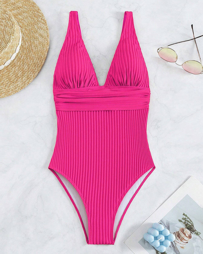 Maillot de bain une pièce côtelé uni