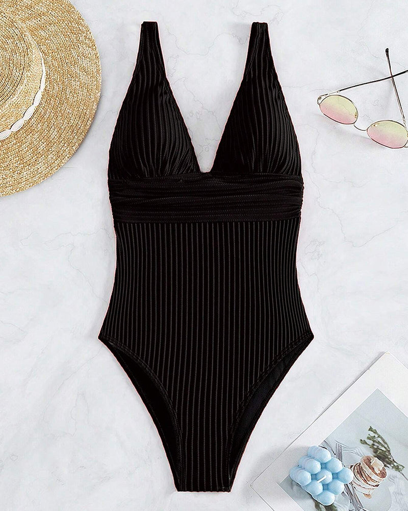 Maillot de bain une pièce côtelé uni