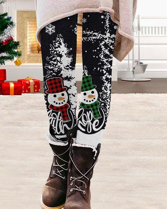 Legging de Noël imprimé bonhomme de neige