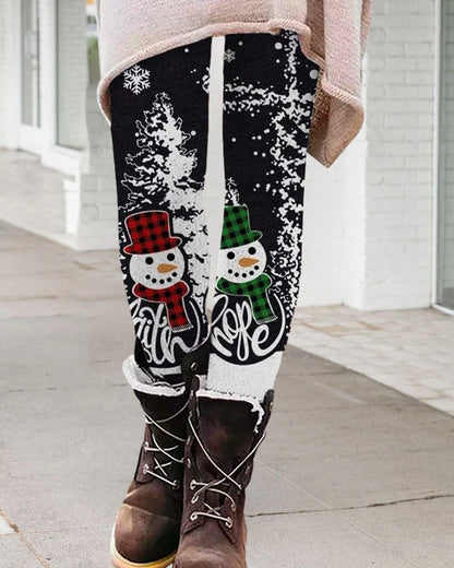 Legging de Noël imprimé bonhomme de neige