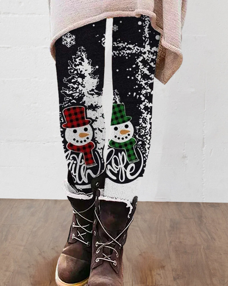 Legging de Noël imprimé bonhomme de neige