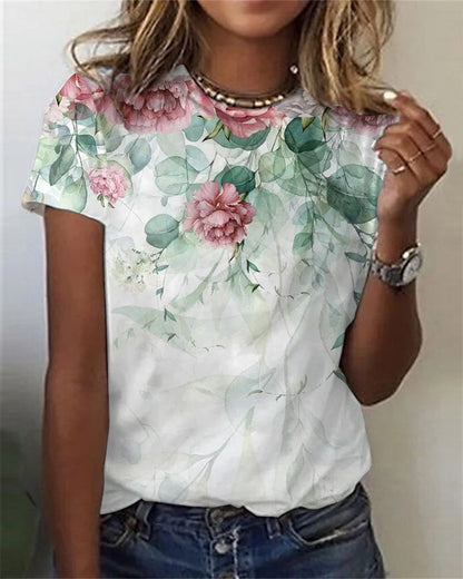 T-shirt imprimé floral à manches courtes