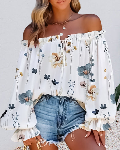 Top asymétrique à imprimé floral