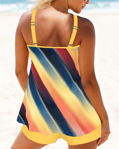 Tankini à bretelles imprimé coloré