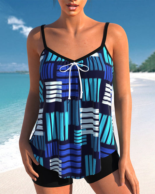 Ensemble deux pièces tankini à carreaux