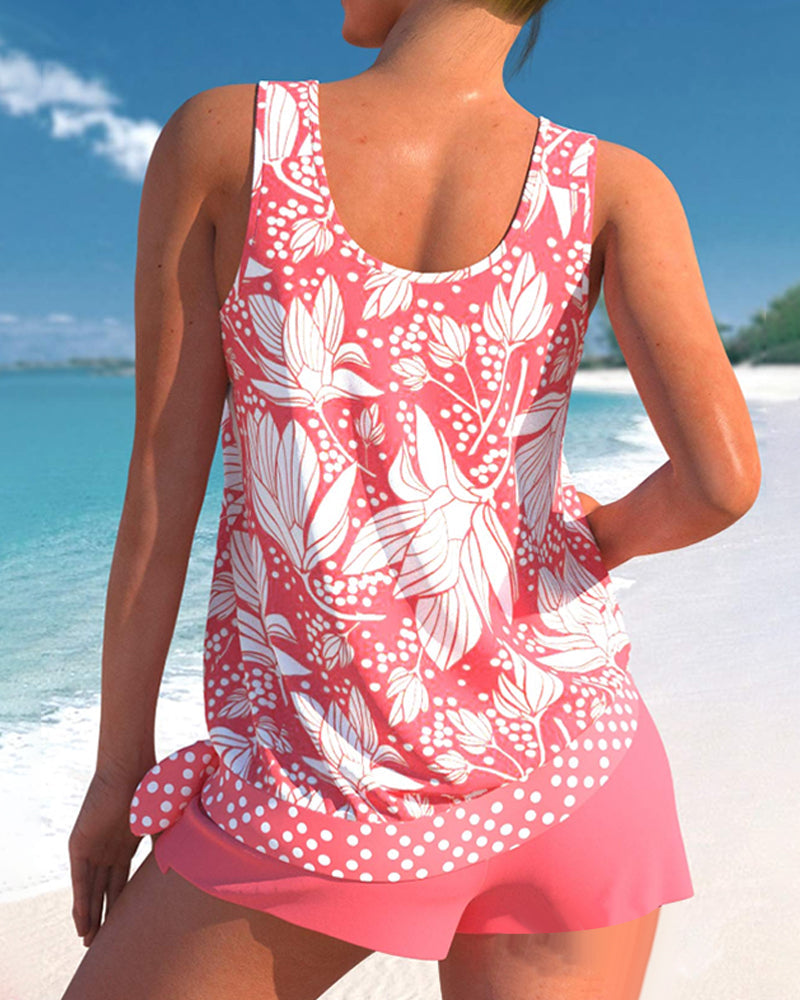 Ensemble de tankini deux pièces à imprimé floral