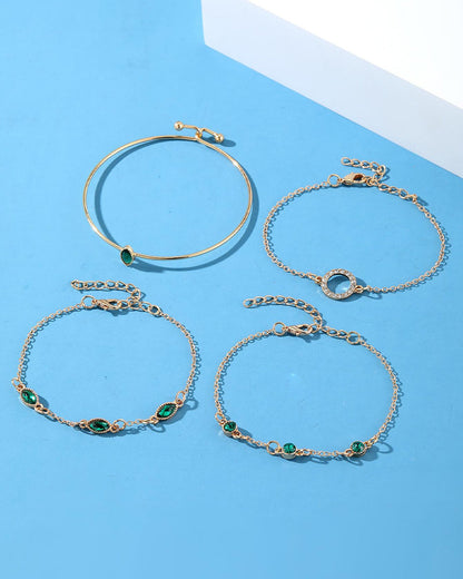 Ensemble de quatre bracelets en strass en forme de losange circulaire