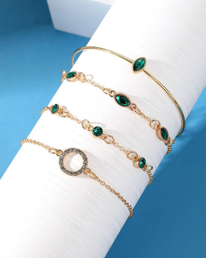 Ensemble de quatre bracelets en strass en forme de losange circulaire