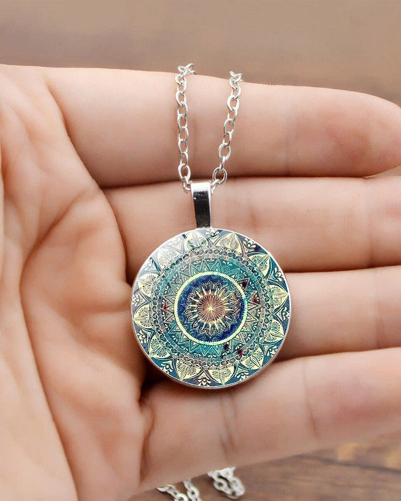 Ensemble collier de pierres précieuses fleur de mandala