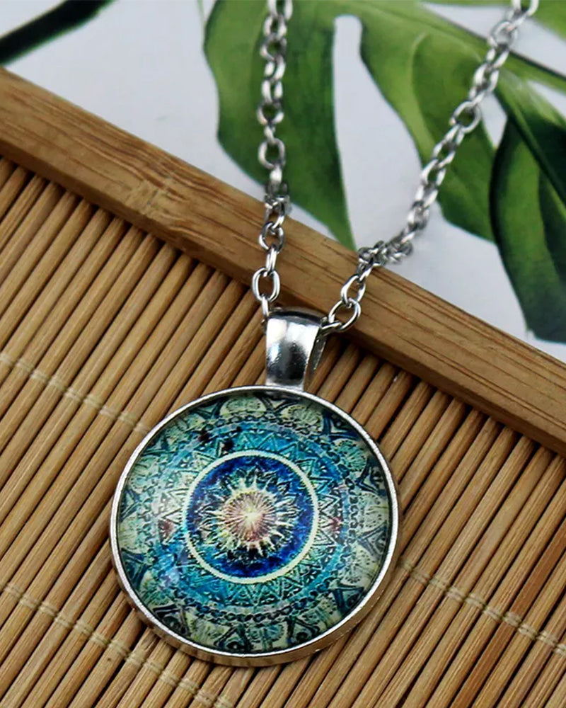 Ensemble collier de pierres précieuses fleur de mandala