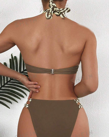 Ensemble bikini dos nu bloc de couleur