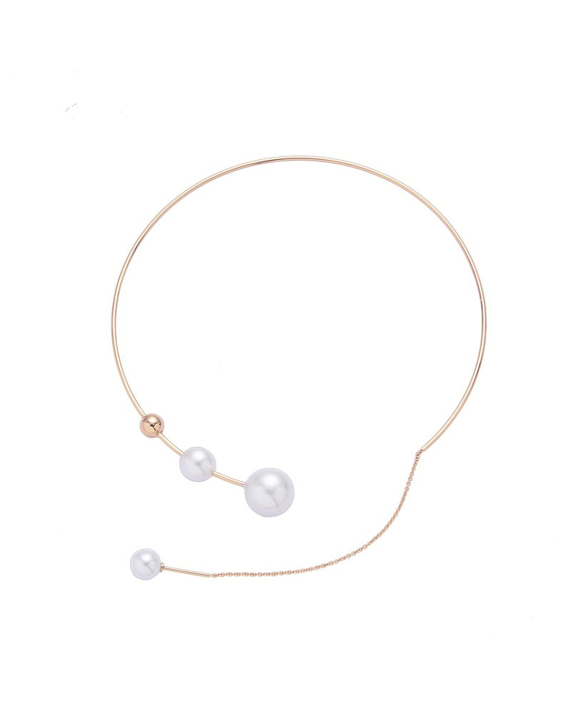 Collier clavicule pour femme avec fausse perle