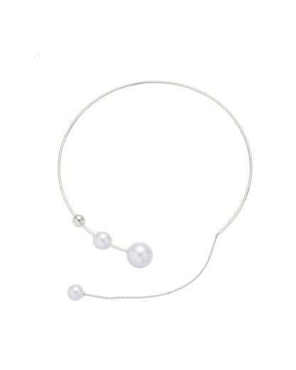 Collier clavicule pour femme avec fausse perle