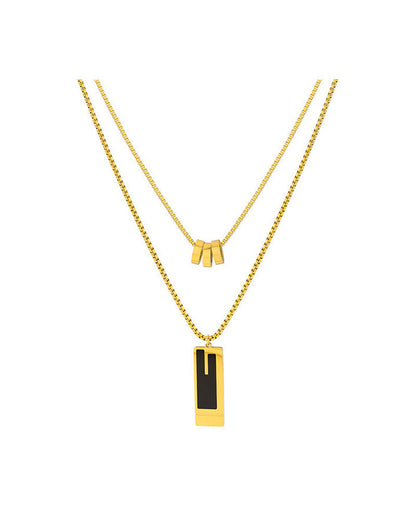 Collier double long en acier titane