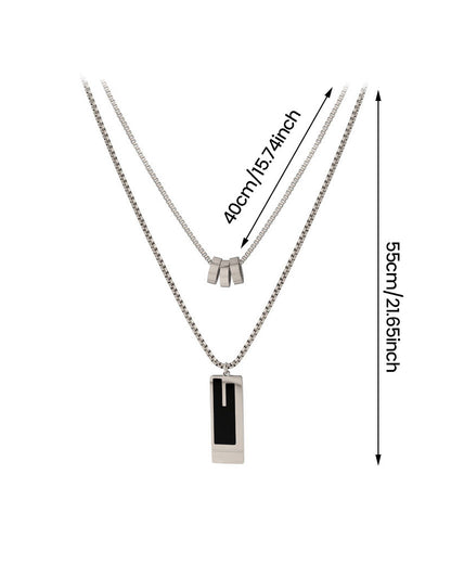 Collier double long en acier titane