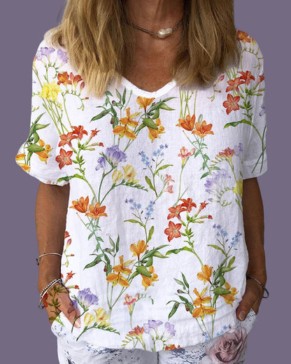 T-shirt à manches courtes à imprimé floral