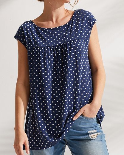 T-shirt imprimé fleuri et pois