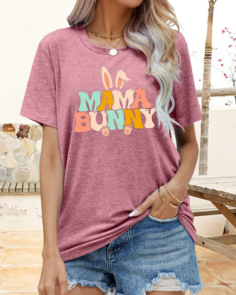 T-shirt col rond imprimé lapin